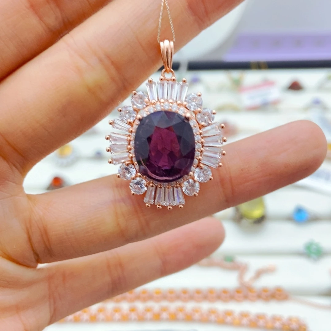 吊坠(赠链)银S925镶嵌碧玺