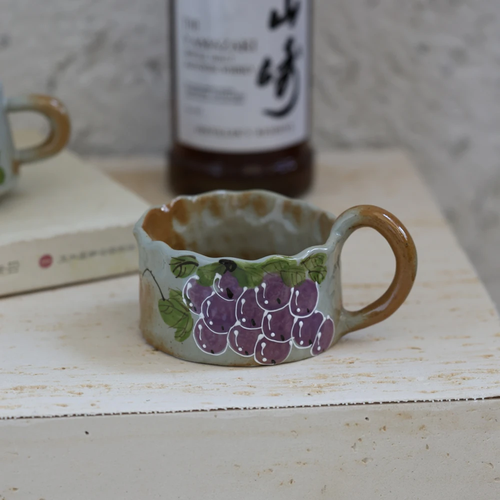 景德镇陶瓷手捏杯复古手绘咖啡杯家用水杯牛奶杯