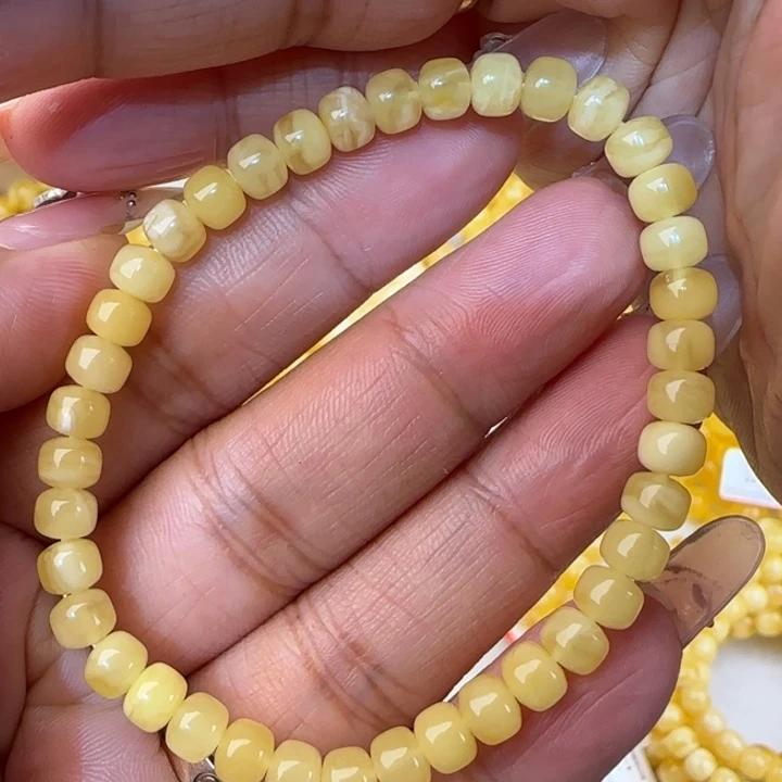 手链蜜蜡未镶嵌白花老型手串
