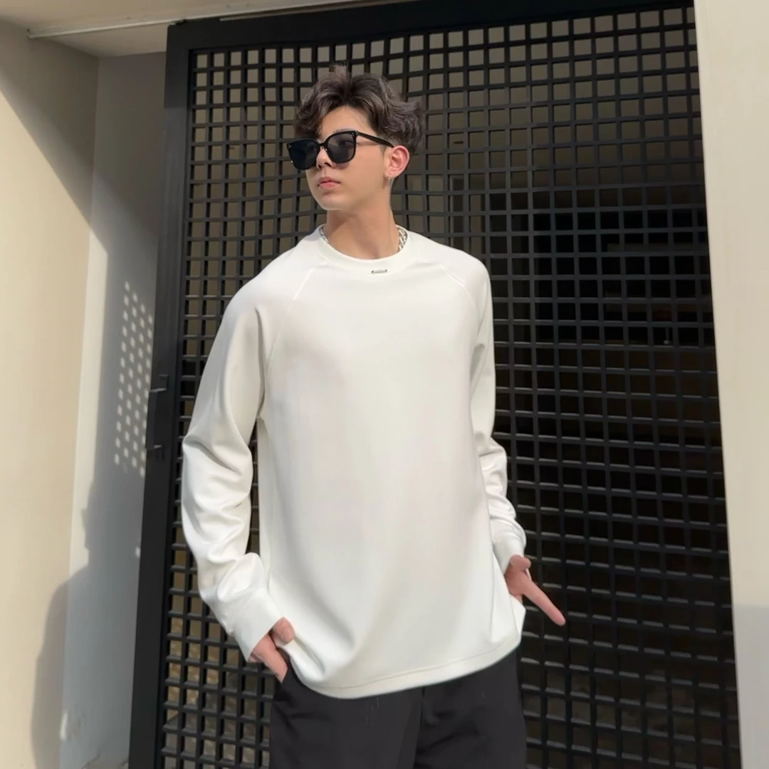 【YUZE】男士休闲卫衣2025春季新款宽松百搭莫代尔面膜t恤js5601