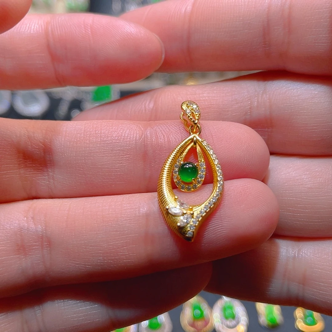 翡翠银S925镶嵌吊坠(不含链)