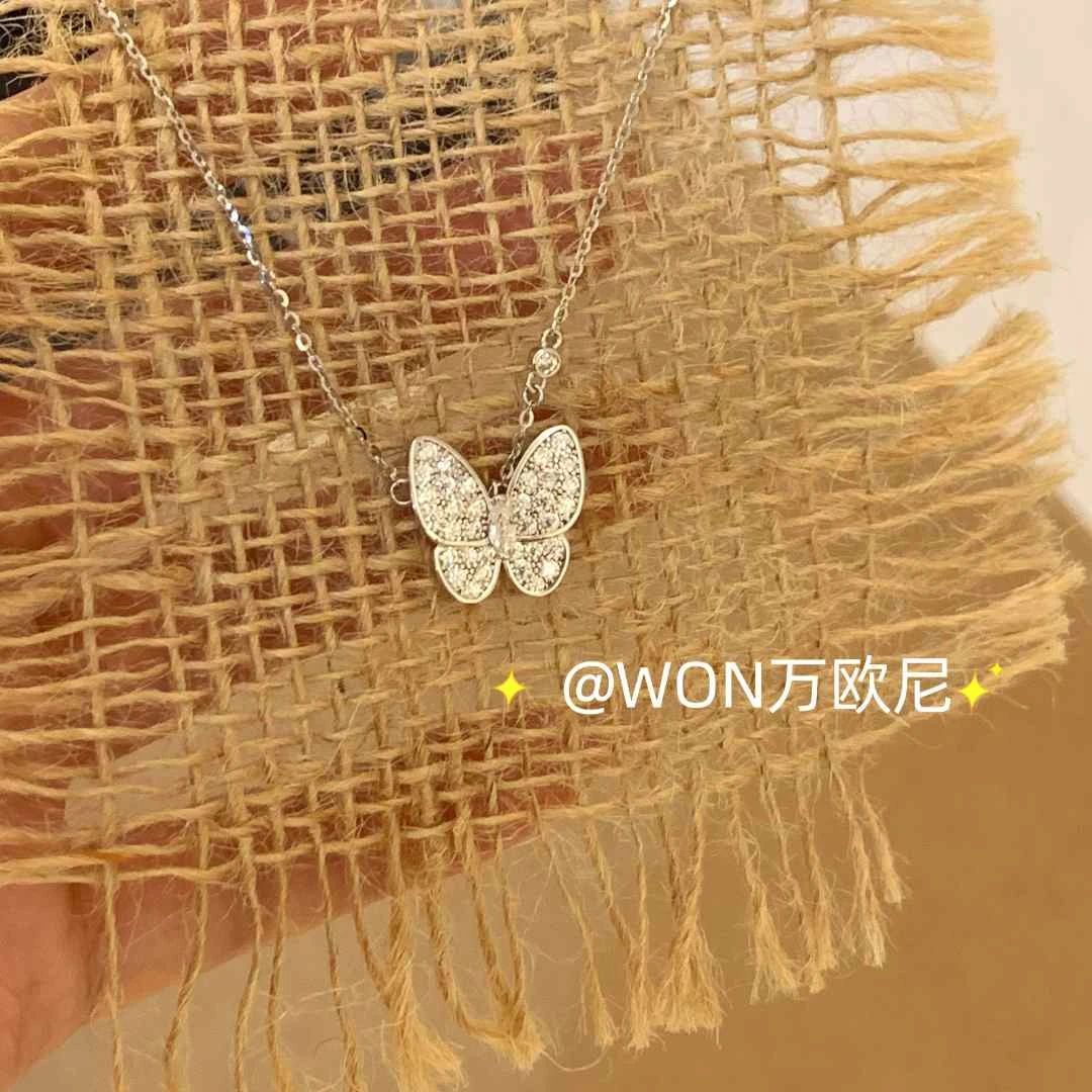 坠链均925银合成锆石 CHANGE x 满镶白蝶锁骨链小众设计 X887