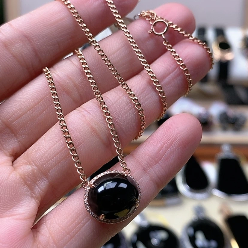 【闪购商品】翡翠套链18K金镶嵌墨翠