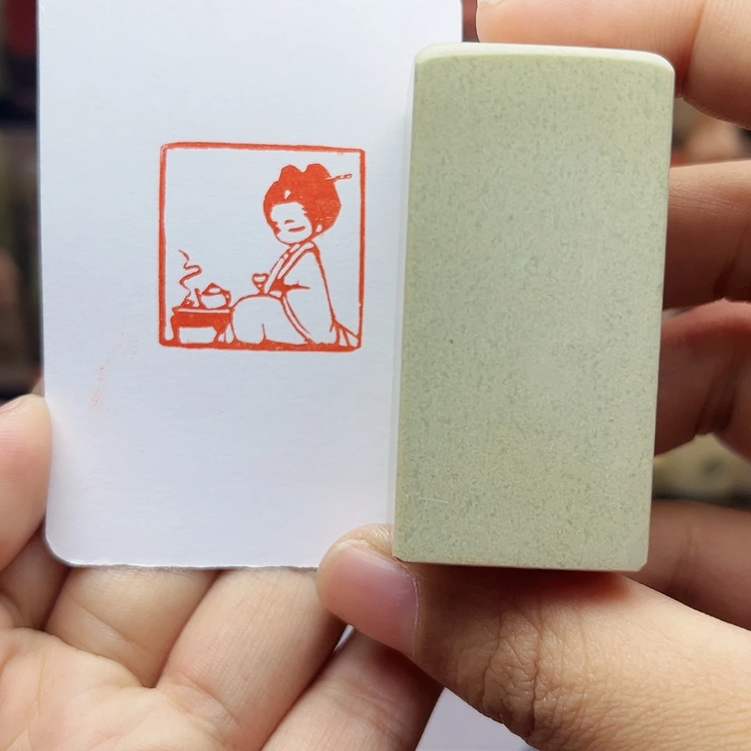 寿山石印石2.5古风品茗女生 手工篆刻