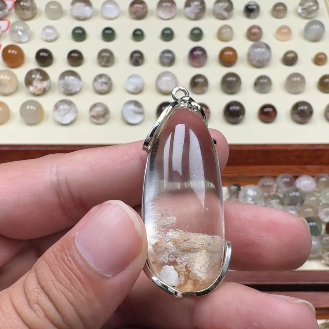 水晶未镶嵌珠宝半成品白幽灵吊坠