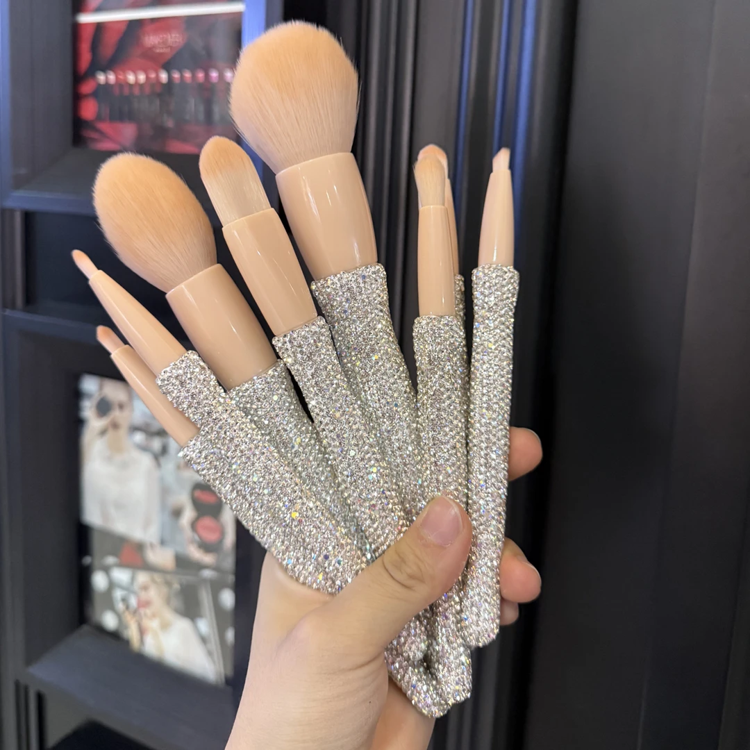 新款镶钻咖啡色化妆刷套装柄柔软美妆工具