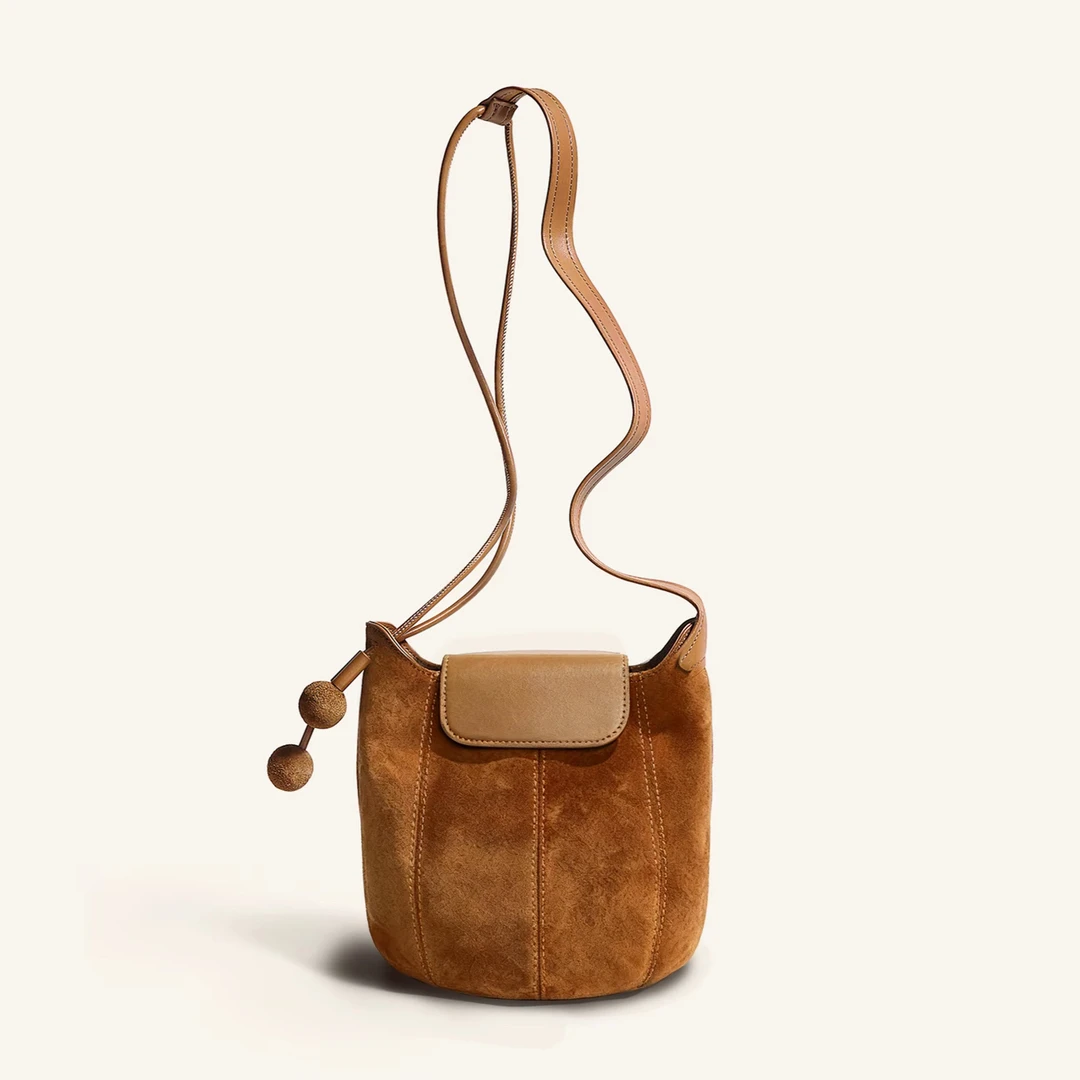 【鲸品星选】复古南瓜包女真皮水桶包磨砂牛皮高级感单肩斜跨包小众