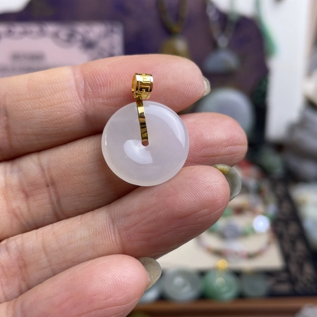 18K金镶嵌挂件翡翠小平安扣