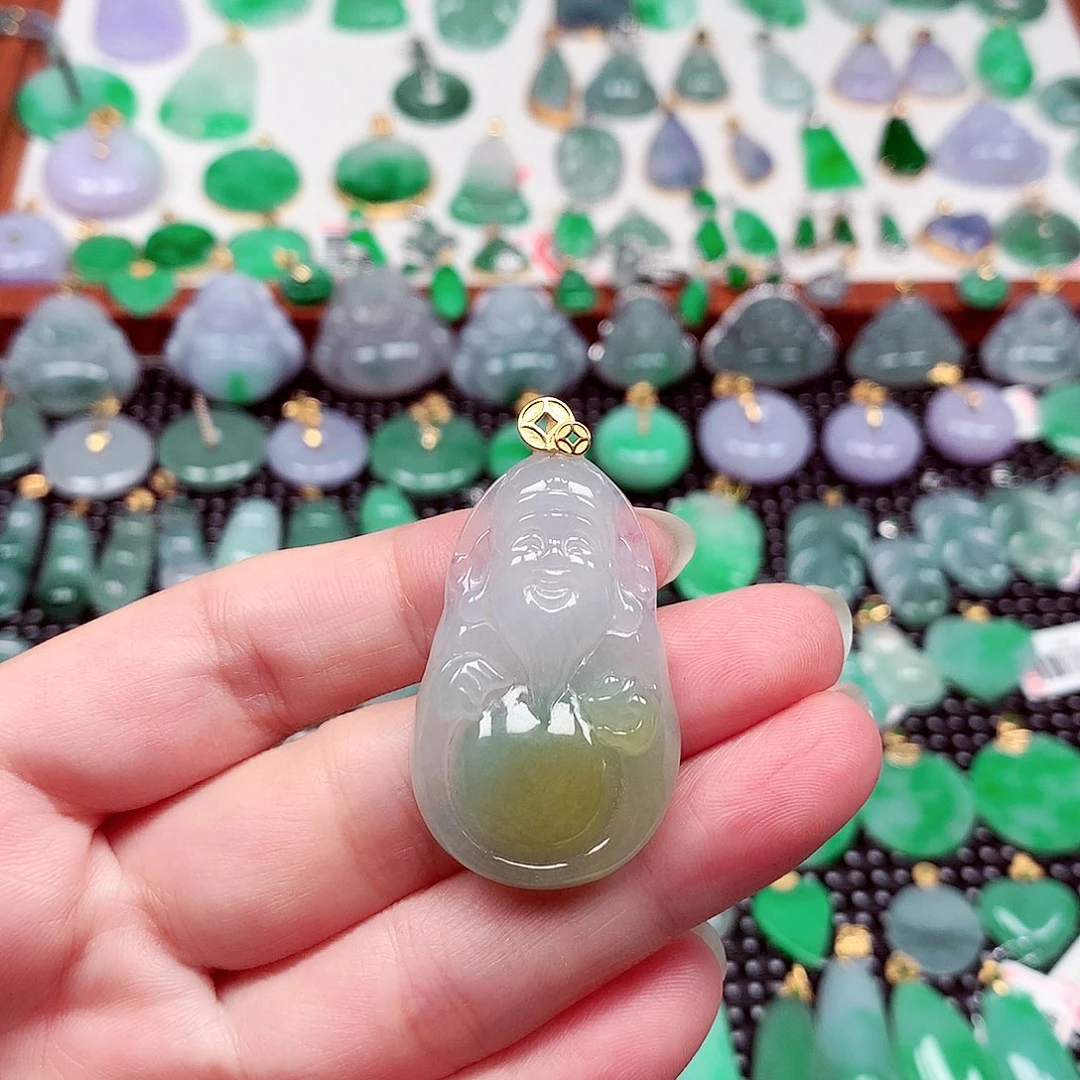 翡翠18K金镶嵌吊坠(不含链)