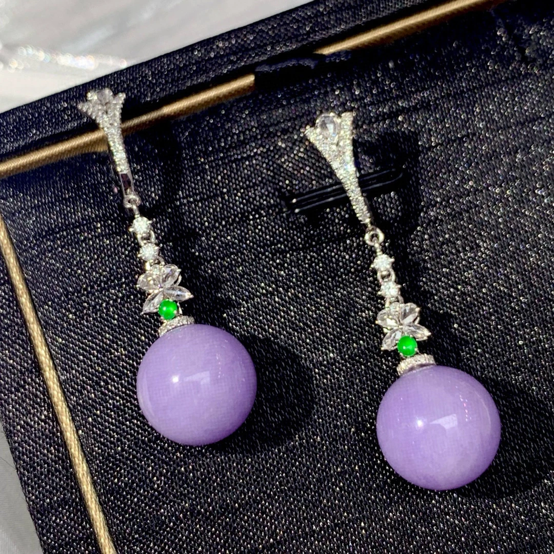 18K金镶嵌紫罗兰圆珠耳坠紫色气质轻奢时尚百搭精致优雅