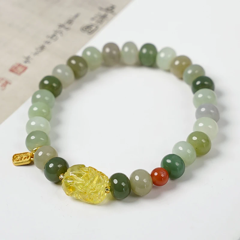 轻奢贵气天然和田玉盐源玛瑙貔貅手串手链多样性发一-8583