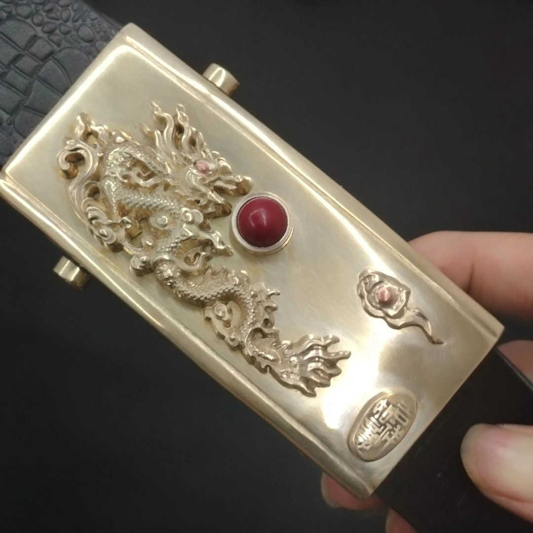 纯紫铜铜滚轴皮带扣男无牙无孔腰带扣头长10x4.8内径4.0尺寸可定