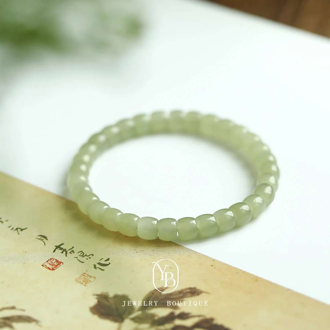 7MM直切和田玉串珠玉手串高级感气质百搭时尚首饰直切手镯简约