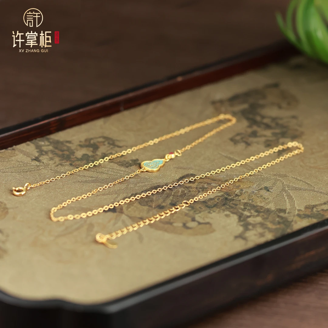 链子925银  许掌柜｜S925银蓝色五条经葫芦项链颈饰素款长度约43CM