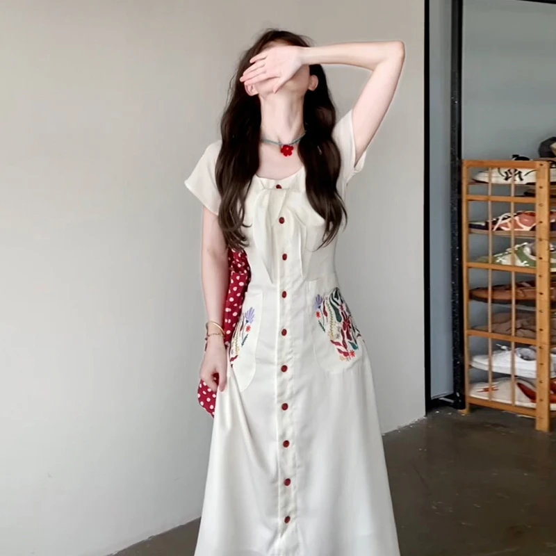 3086【马琦尧专属】y6y夏日漂亮冷淡系独特别致法式连衣裙女长裙