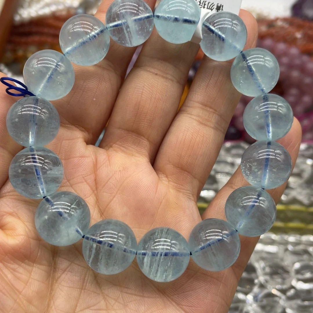 玛瑙/玉髓珠宝半成品未镶嵌海蓝宝14.5m单珠