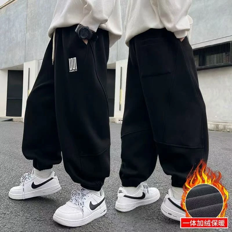 200377童装男童休闲卫裤2025秋宝宝韩版潮酷洋气休闲加绒男童卫裤
