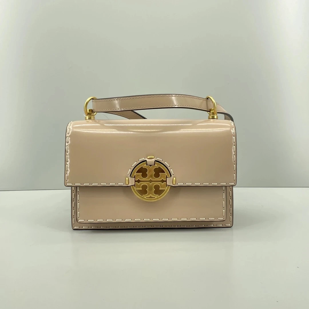95新 TORY BURCH/汤丽柏琦 Miller皮粉色风琴包23x14x8cmE010920