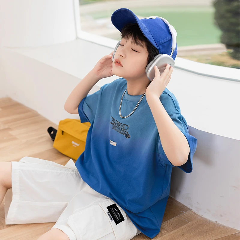 男童t恤短袖2025夏款中大童纯棉休闲半袖儿童宽松韩版夏装TXW847