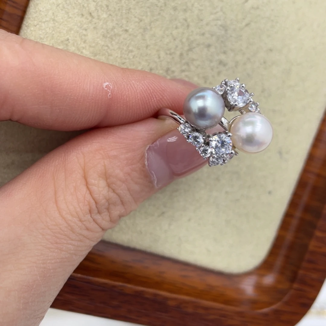 海水珍珠戒指银S925镶嵌