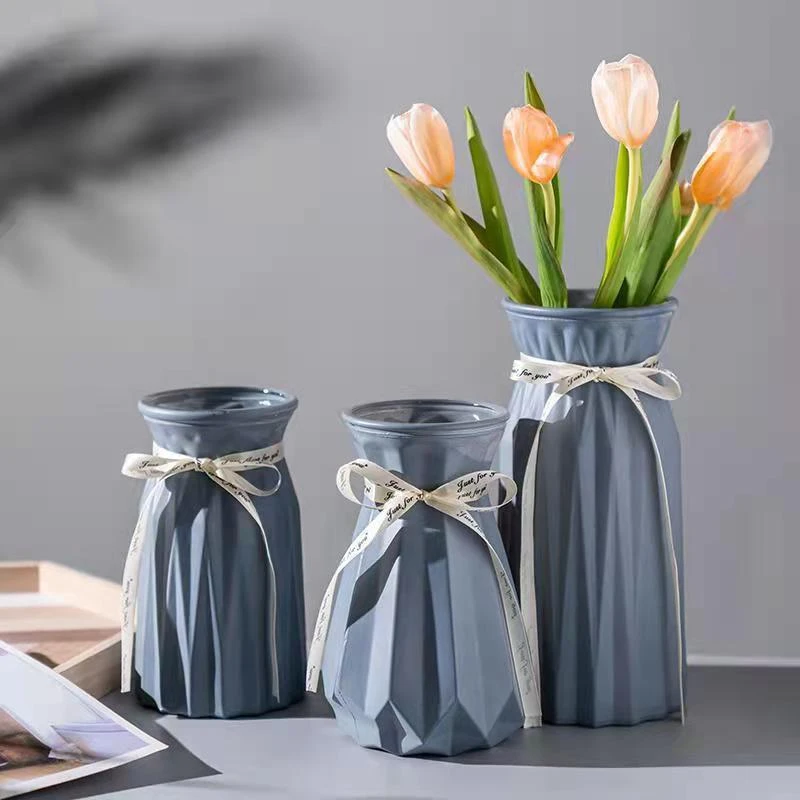 仿瓷玻璃花瓶干花鲜花创意客厅插花百合玫瑰水养桌面摆件