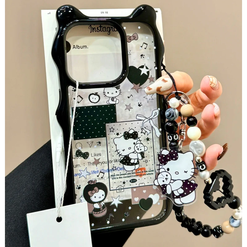 BANCAins猫耳酷黑爱心kt猫适用苹果16/15promax手机壳iPhone14/13