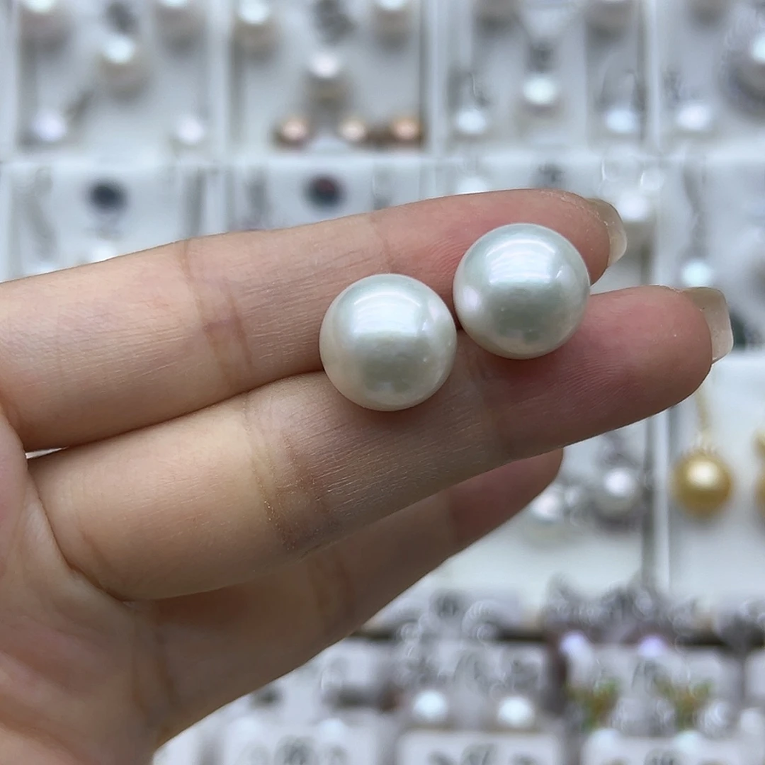 银S925镶嵌耳饰淡水珍珠