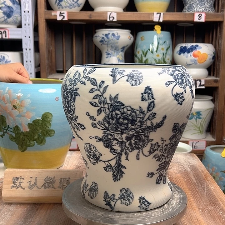 陶鱼尾复古牡丹牡丹陶瓷