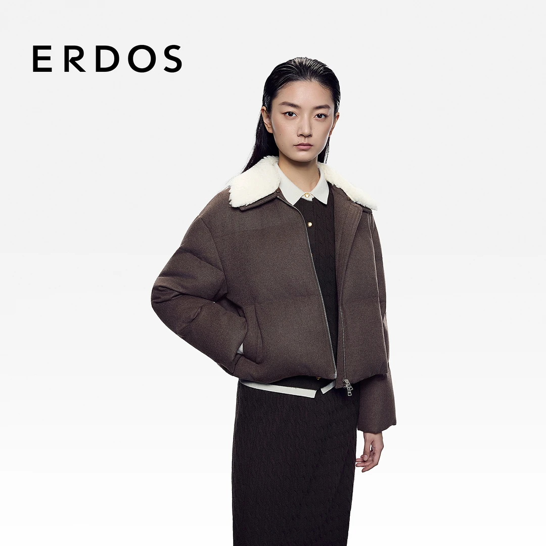 ERDOS 绒毛毛呢短款面包服羽绒服【繁花印迹】