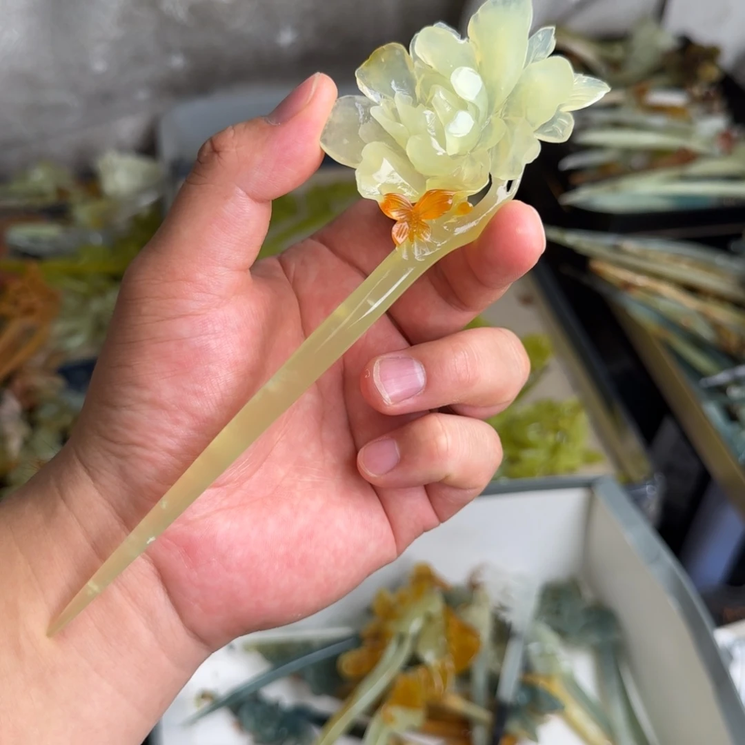 岫玉未镶嵌发饰明君玉簪就是好看
