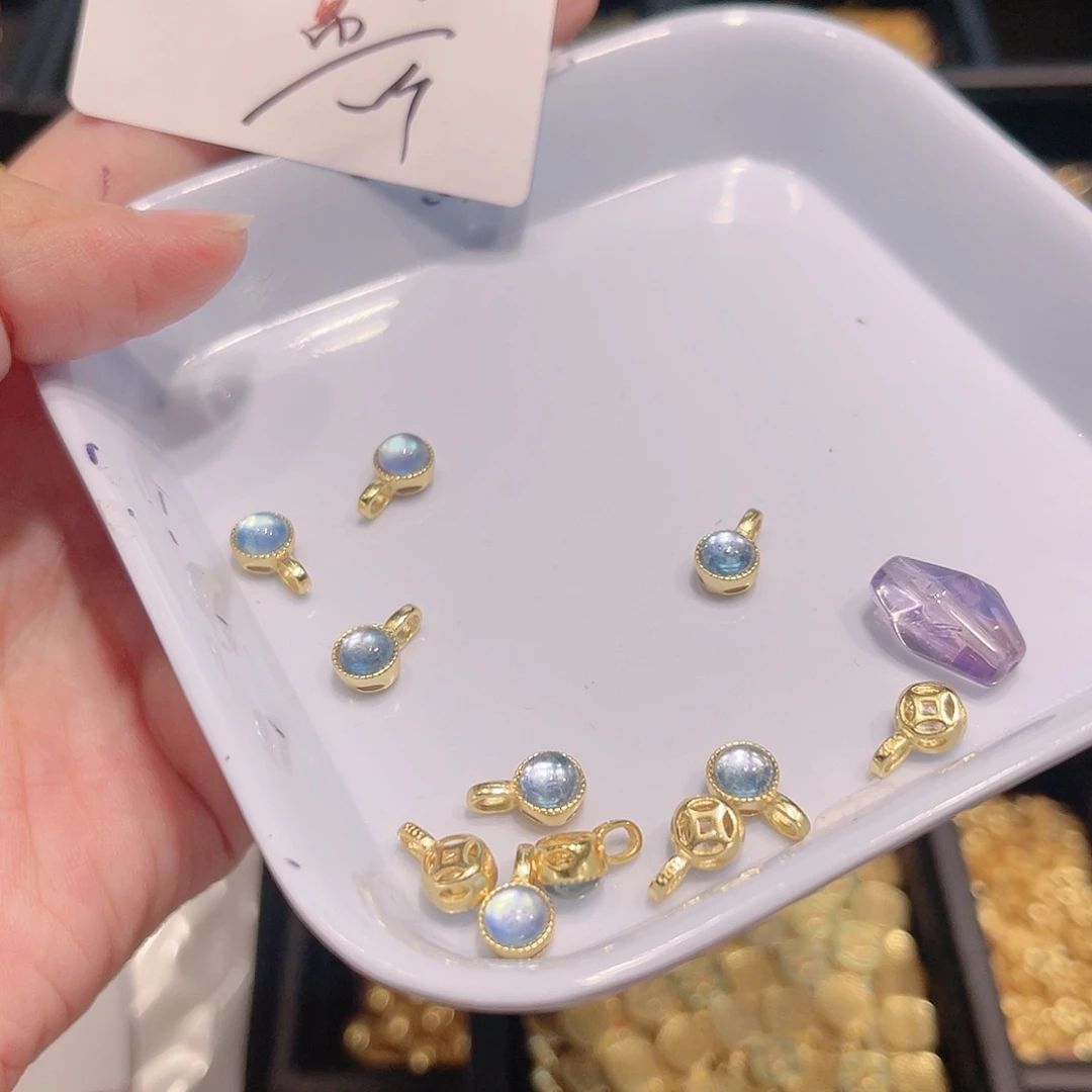 紫晶珠宝半成品银S925镀金镶嵌36
