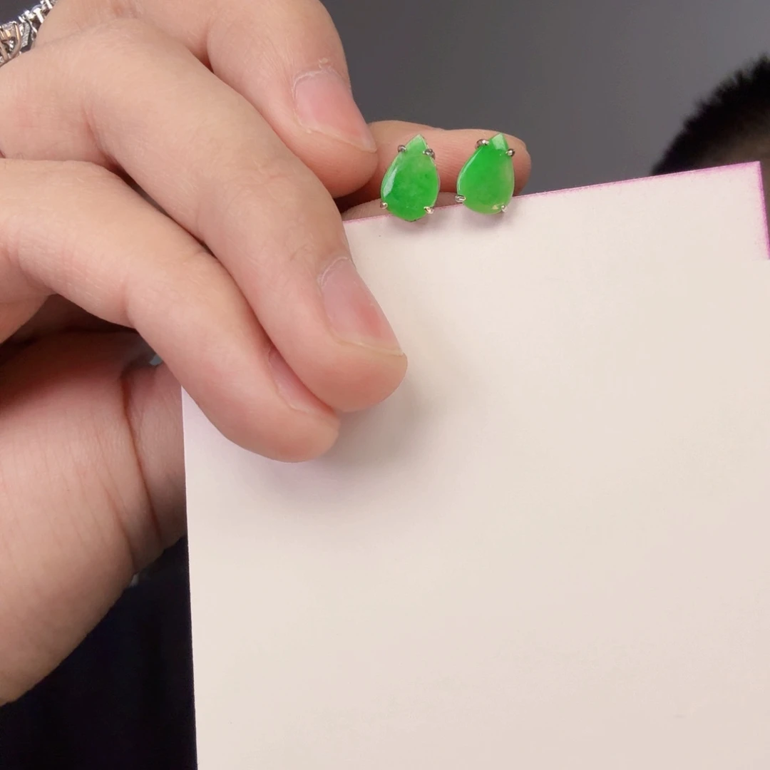 翡翠颈饰银S925镶嵌一对