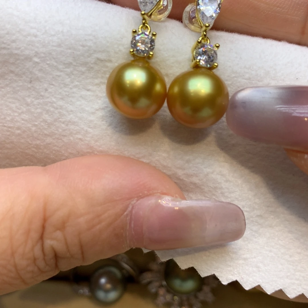 银S925镶嵌耳饰海水珍珠