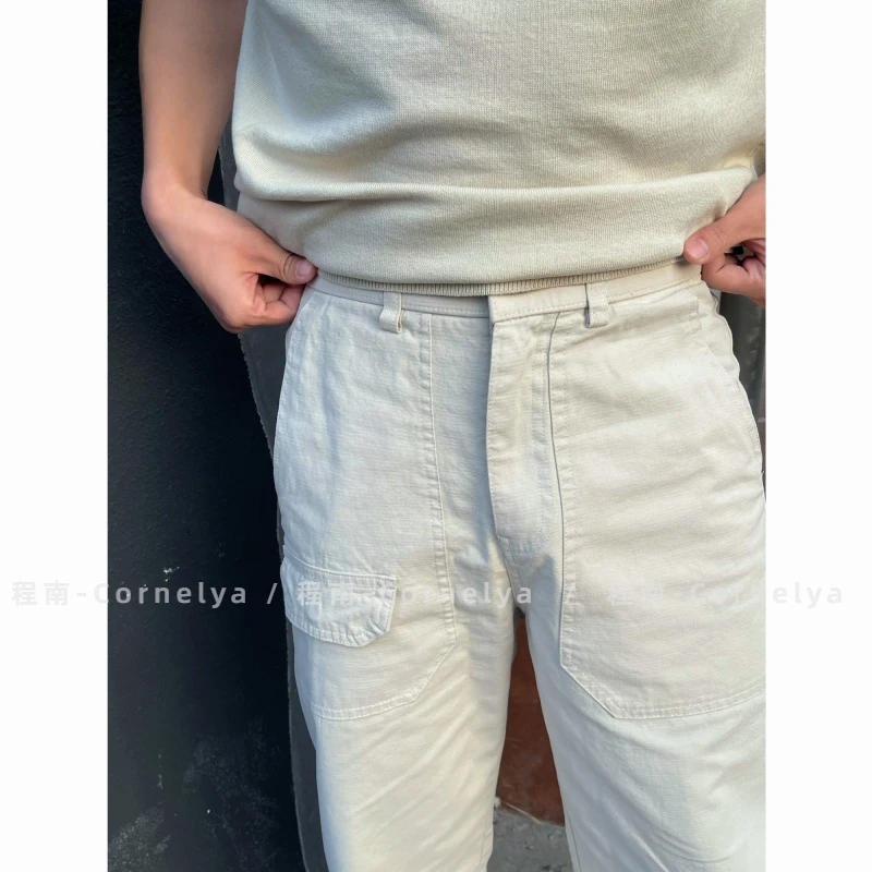 C / Cornelya 亚麻棉质感 老钱风格调‘INS极简百搭直筒休闲裤春夏