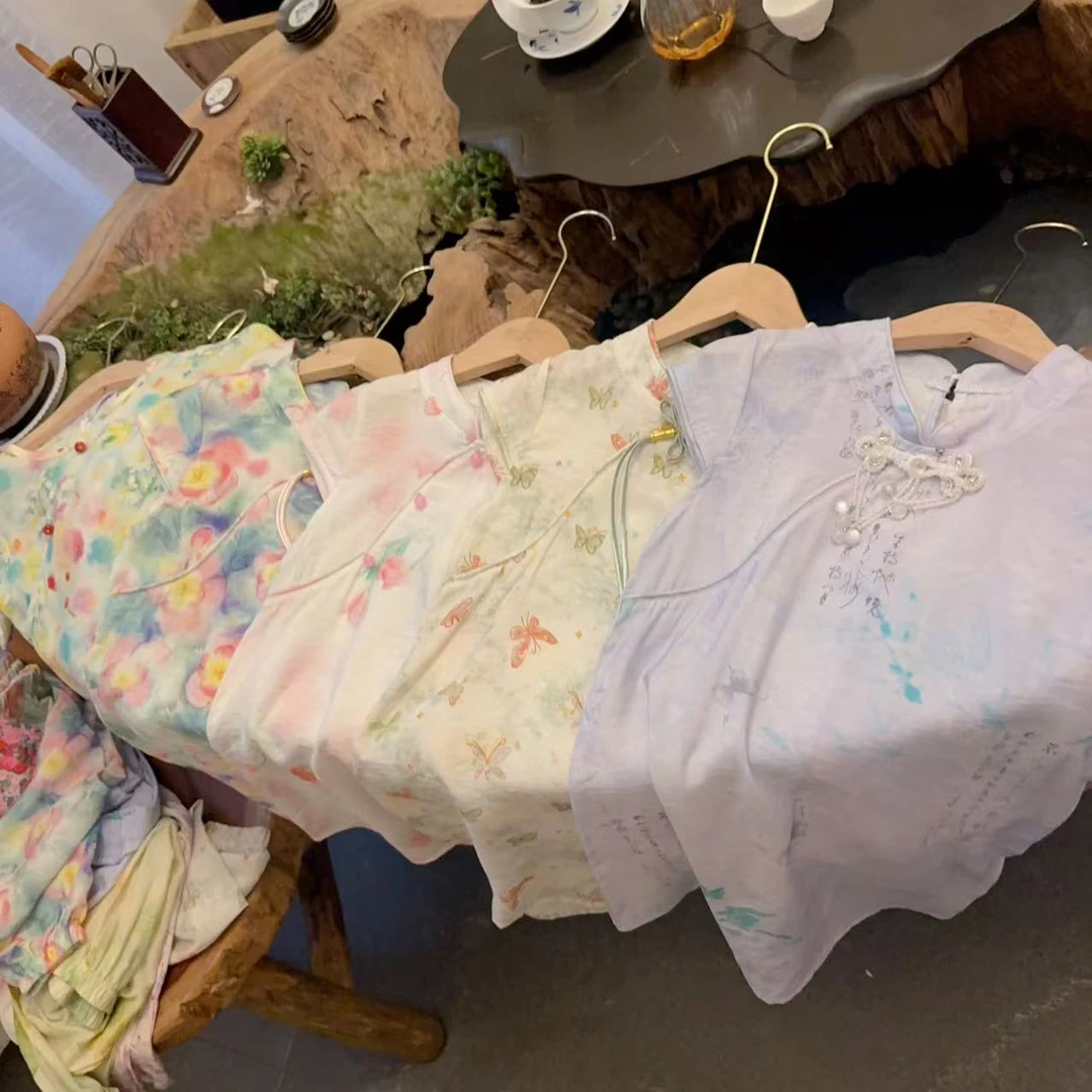 竹叶  松弛感棉绸年轻妈妈套装女夏季新款新中式国风七分裤套装