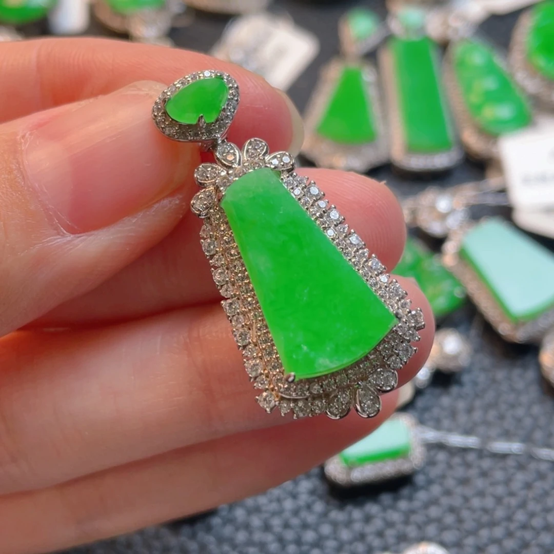 翡翠银S925镶嵌吊坠(不含链)