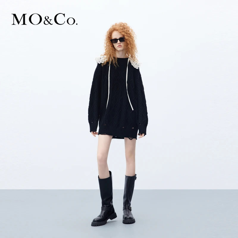 【诗语专属】【防寒】MOCO秋绵羊毛牦牛绒连衣裙附装饰领MBC3DRS061
