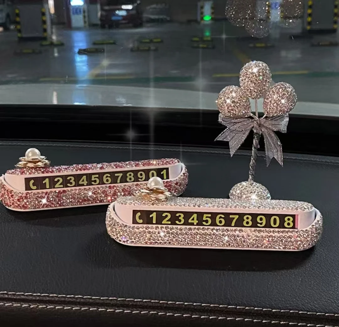 夜光数字汽车临时停车牌女士网红创意电话号码移车卡车载挪车摆件