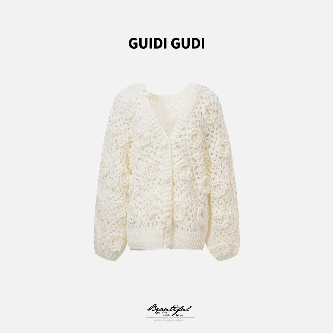 GUIDI GUDI【莫奈花园】韩版时尚长袖外套/黄加蓝