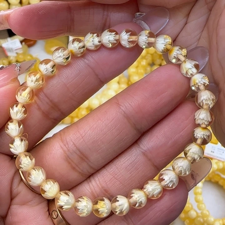 手链金珀未镶嵌莲花手串