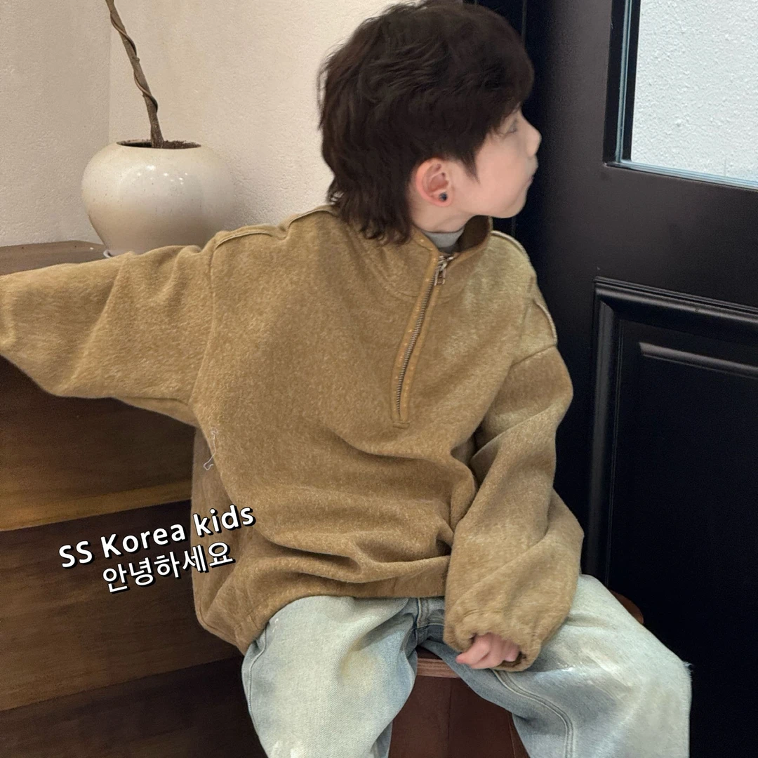 男童半拉链卫衣2025春秋新款衣服儿童立领帅气上衣中大童休闲长袖