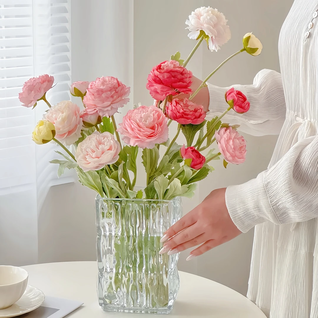 仿真露莲花假花花束客厅摆件餐桌花家居桌面装饰花洋牡丹绢花逼真