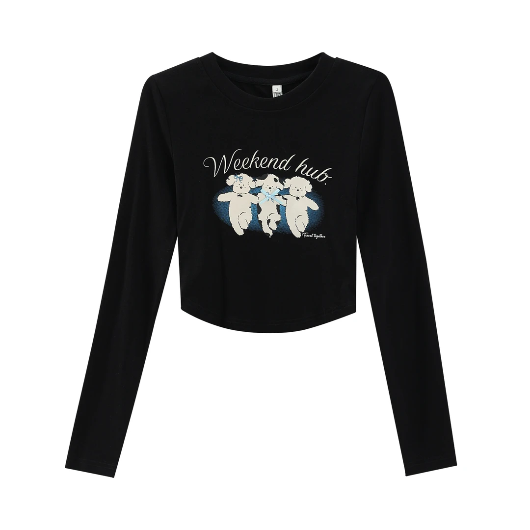 WEEKEND HUB韩系修身印花T恤23401B2439