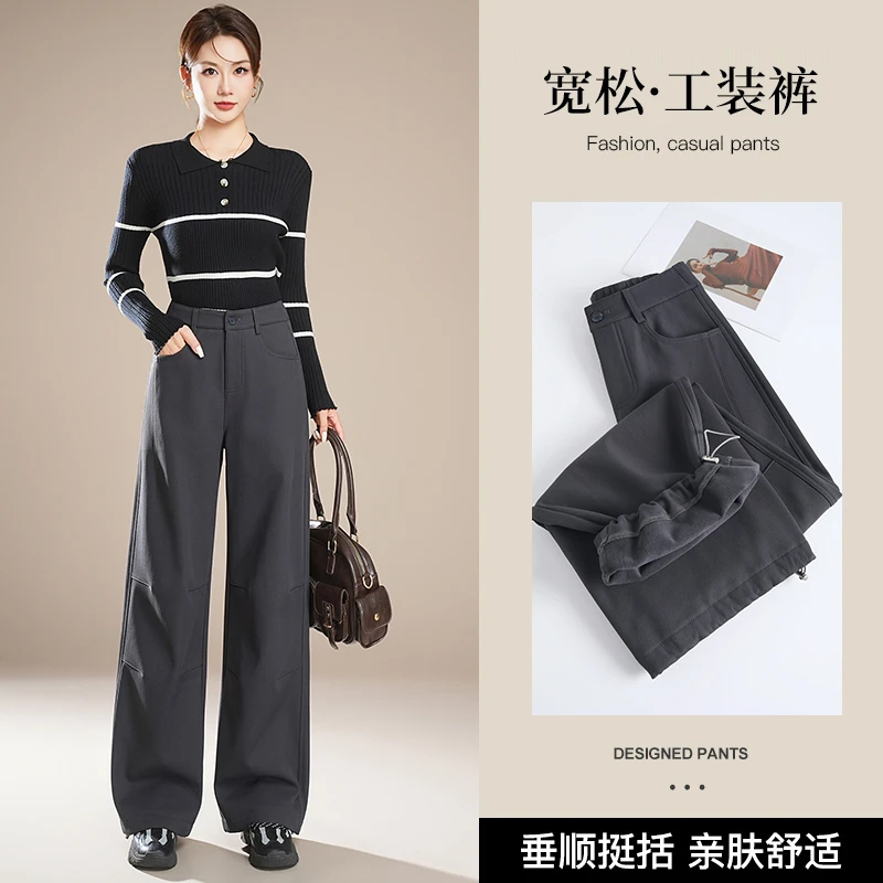 【李金金专属】秋冬款女加绒加厚户外伞兵工装弯刀裤抽绳显瘦百搭