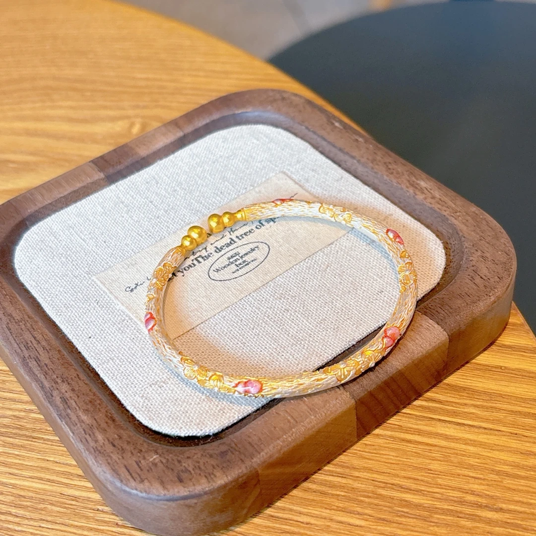 足银珐琅手镯 描金葫芦樱花手镯宫廷国潮风【足银999.9】