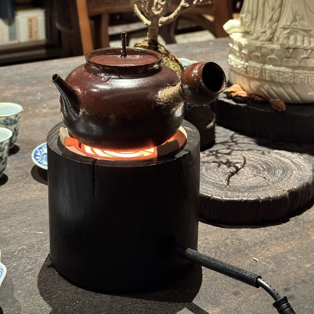 【缓归原创】茶事茶道功夫茶手工乌木电陶炉煮水煮茶炉