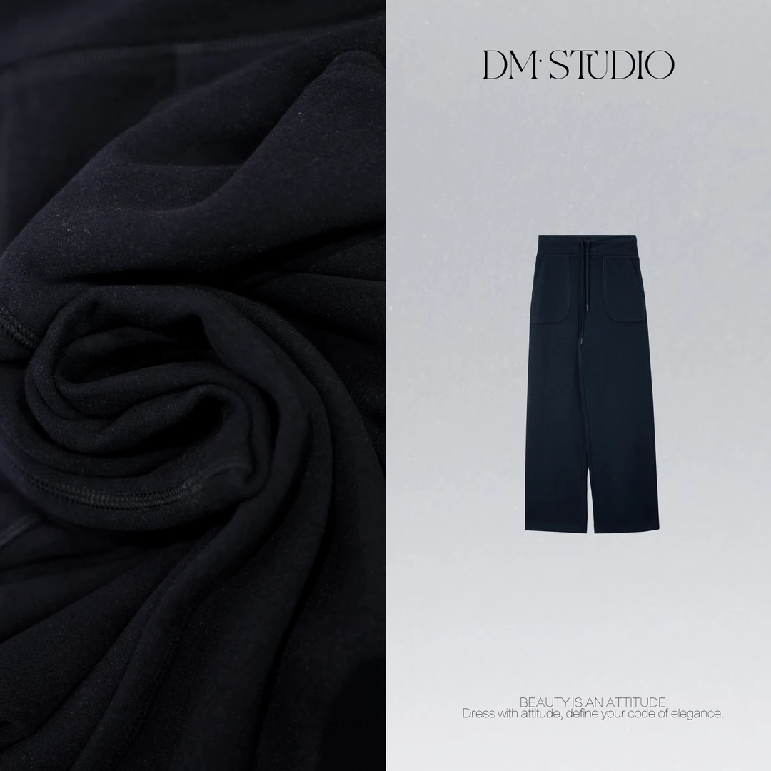 DEDM•STUDIO/气质纯色百搭休闲阔腿抽绳宽松直筒长裤2510KZ/2857