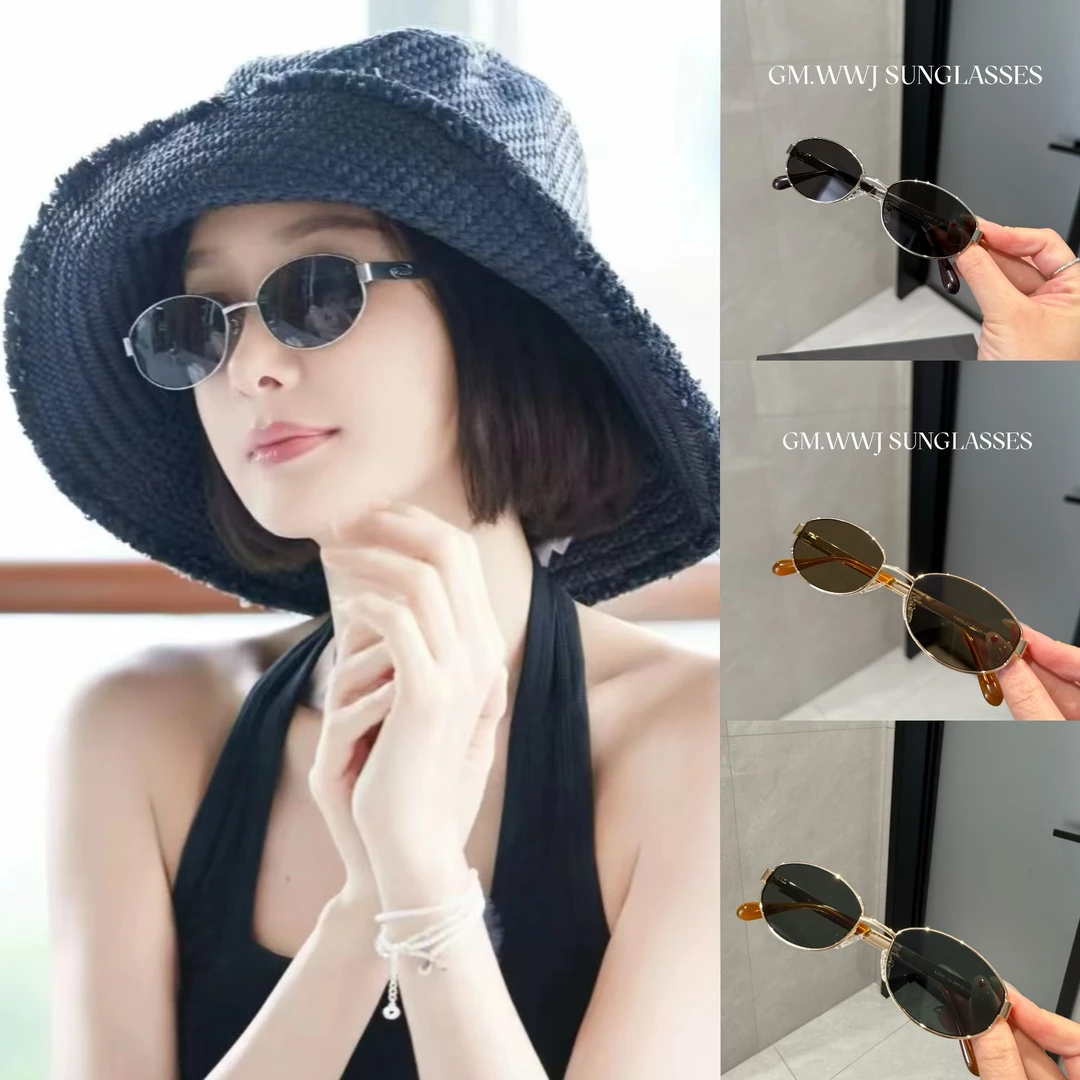 GM.WWJ【秦岚同款】25年新品轻奢老钱风uv400防紫外线椭圆墨镜9051