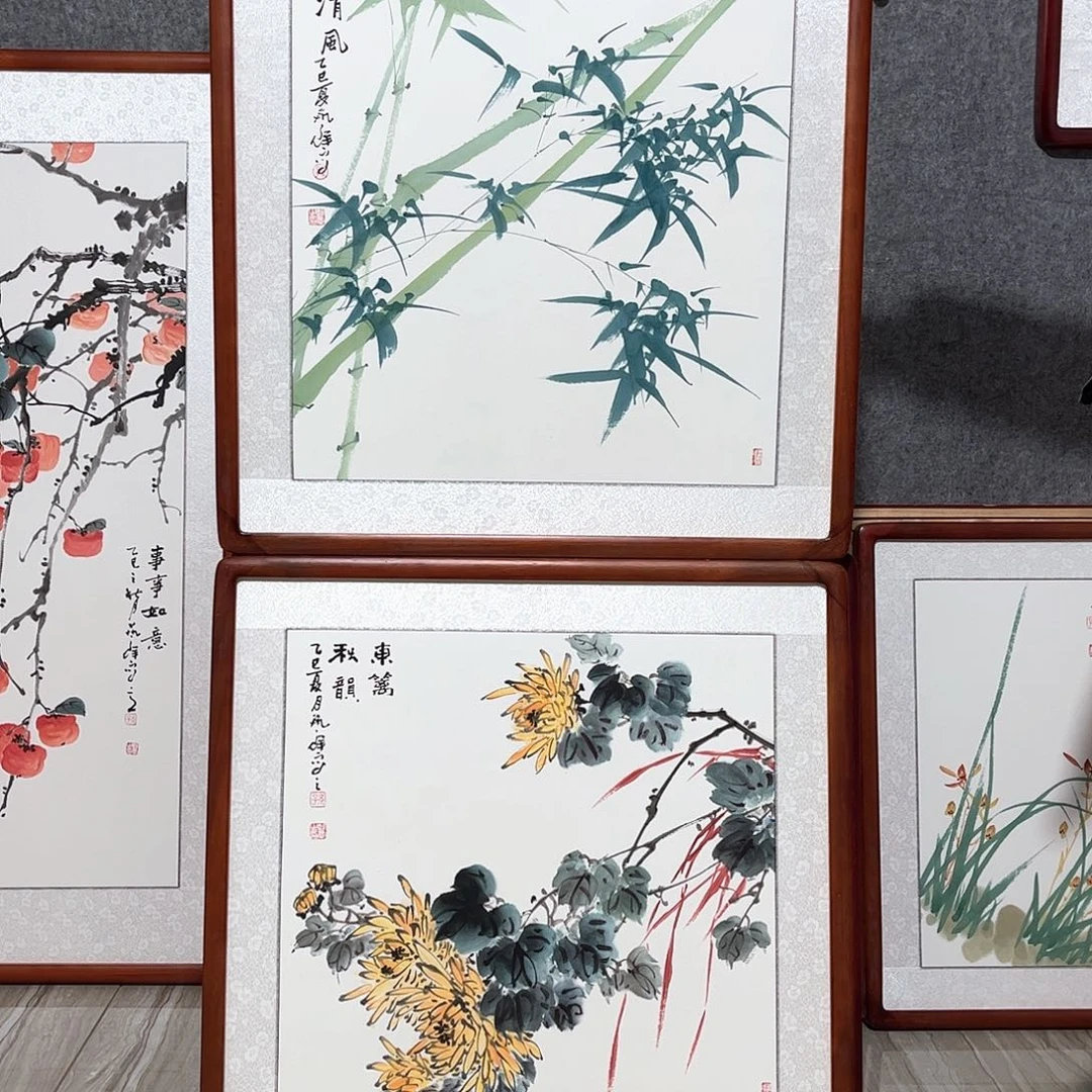 国画书画作品带框63×63