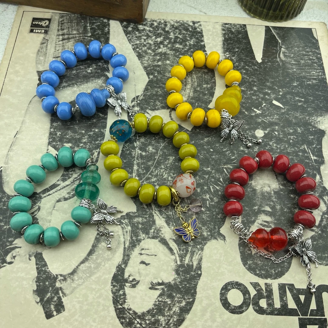 铜合金琉璃手链 淄博老料子搭配葫芦手链气质轻奢时尚百搭手工